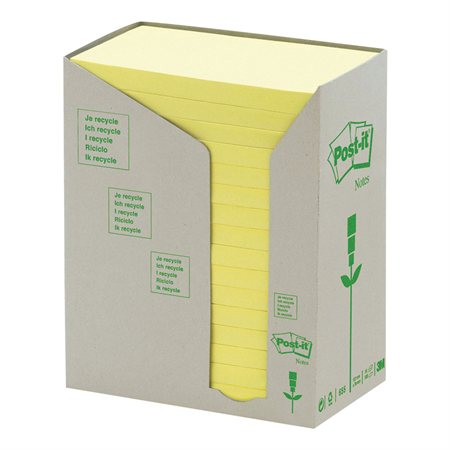 Post-it® Recycled Self-Adhesive Notes Canary yellow 3 x 5 in. (16)
