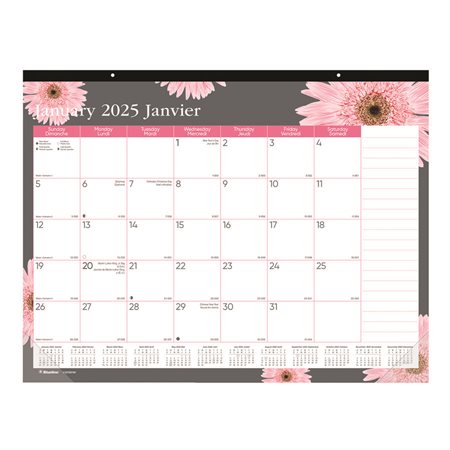 Pink Daisy Monthly Desk Pad Calendar (2024)