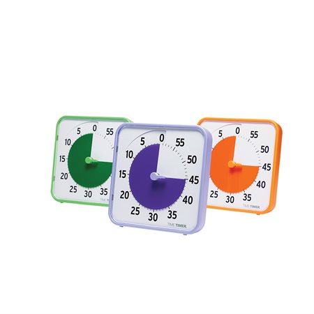 Ensemble de minuteurs Time Timer® 8'' orange, mauve, vert