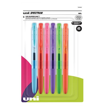 Spectrum Retractable Gel Pen Package of 6 assorted colours