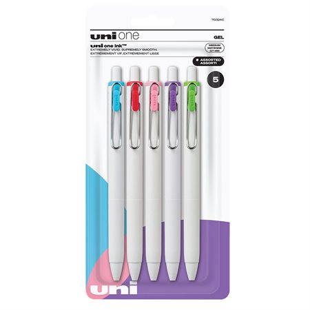 One Retractable Gel Pens Package of 5 assorted colours