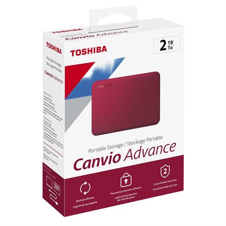 Toshiba Canvio Advance 2TB USB 3.0 External Hard Drive red