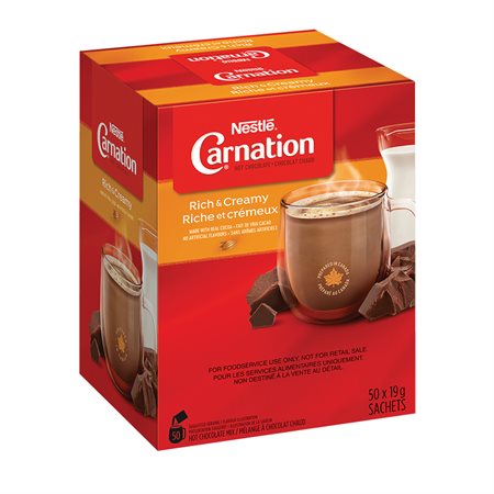 Chocolat chaud en sachets Carnation Caisse de 6 paquets de 50 paquet de 19g