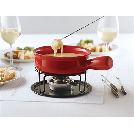 Red cardinal cheese fondue set