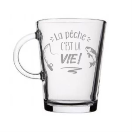 Glass mug "La pêche, c'est la vie"