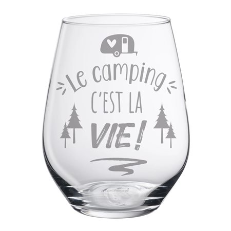 Stemless wine glass "Le camping, c'est la vie"
