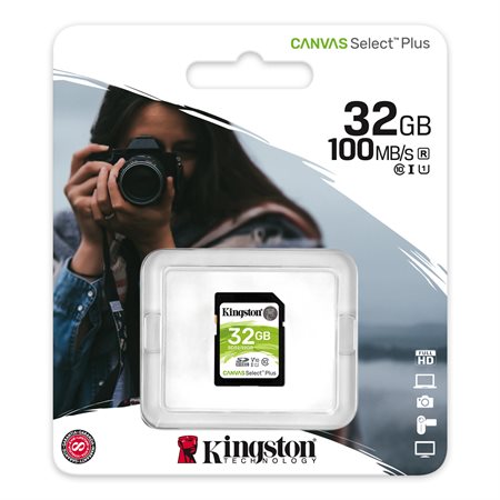 CARTE MÉMOIRE KINGSTON SD 32GB CANVAS SELECT PLUS
