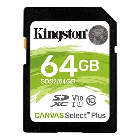 CARTE MÉMOIRE KINGSTON SD 64GB CANVAS SELECT PLUS