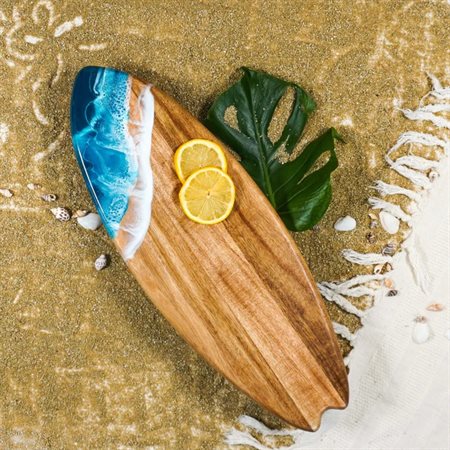 Planche d'acacia en forme de planche de surf