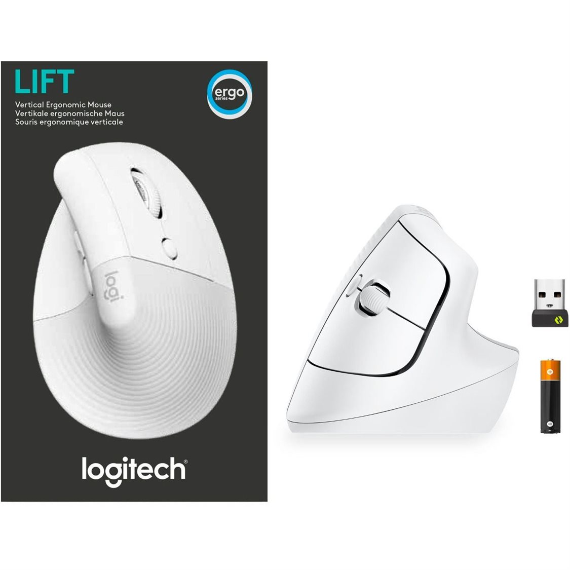 LOGITECH LIFT VERTICAL ERGONOMIC WHITE MOUSE