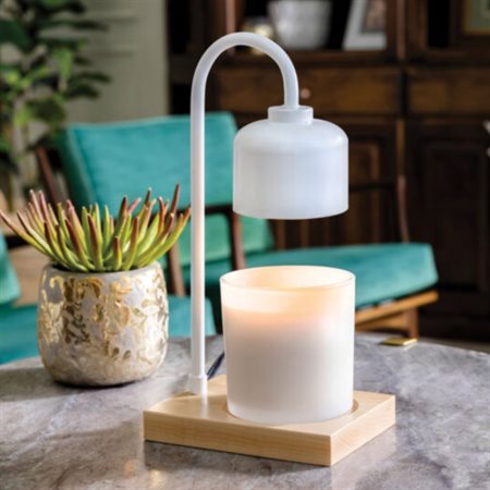 White & wood Arched candle warmer lamp