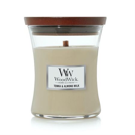 WoodWick medium scented candle "Tonka & Almond Milk"