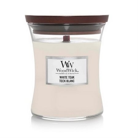WoodWick medium scented candle "White Teak"