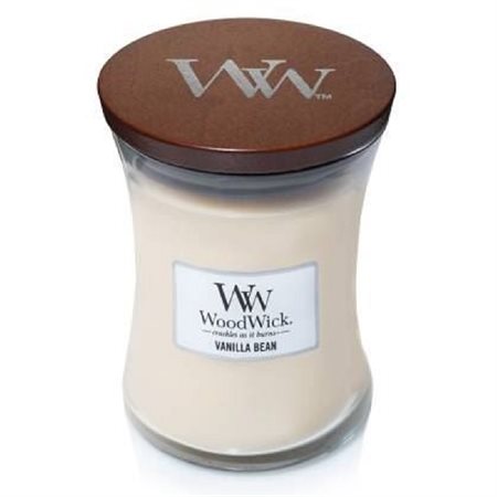 Chandelle WoodWick parfumée moyenne "Vanilla Bean"