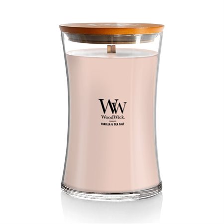 Chandelle WoodWick parfumée large "Vanilla & Sea Salt"